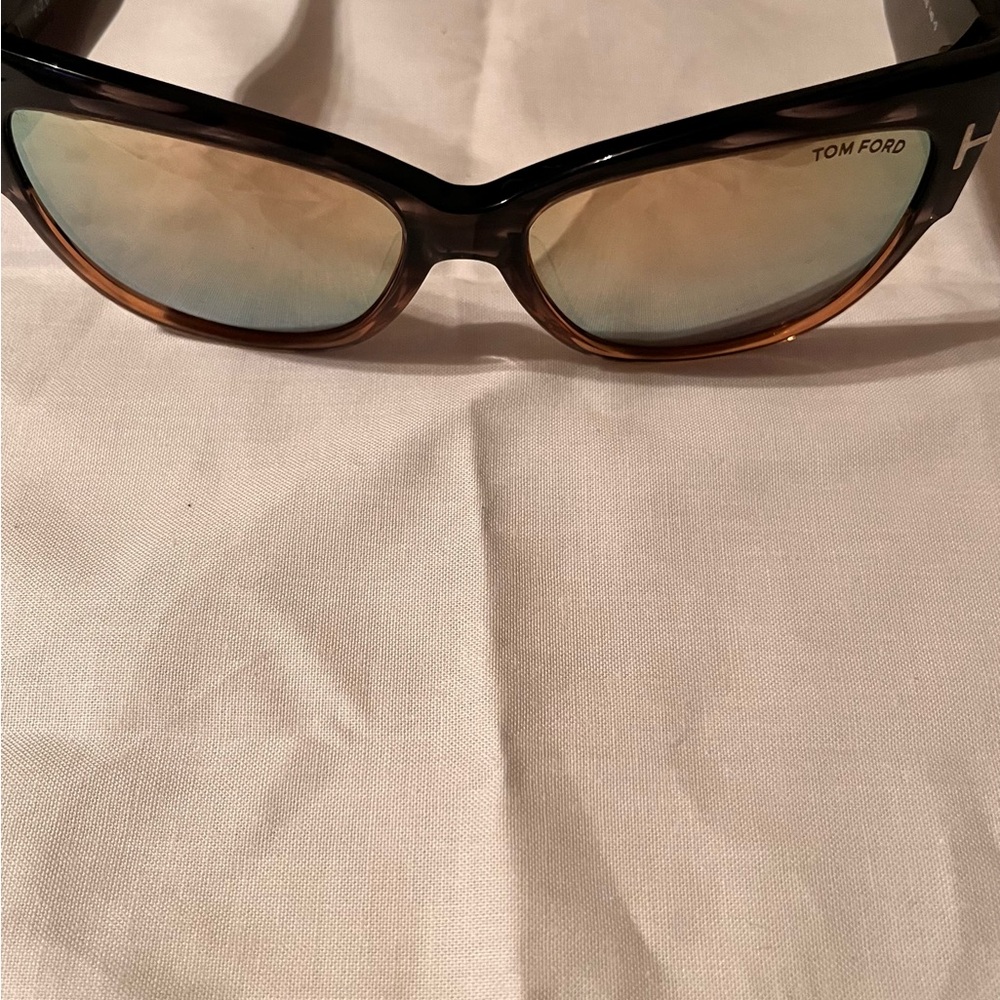 Tom Ford Anoushka TF371 Melange Grey Acetate Cateye mirrored sunglasses - Picture 7 of 10